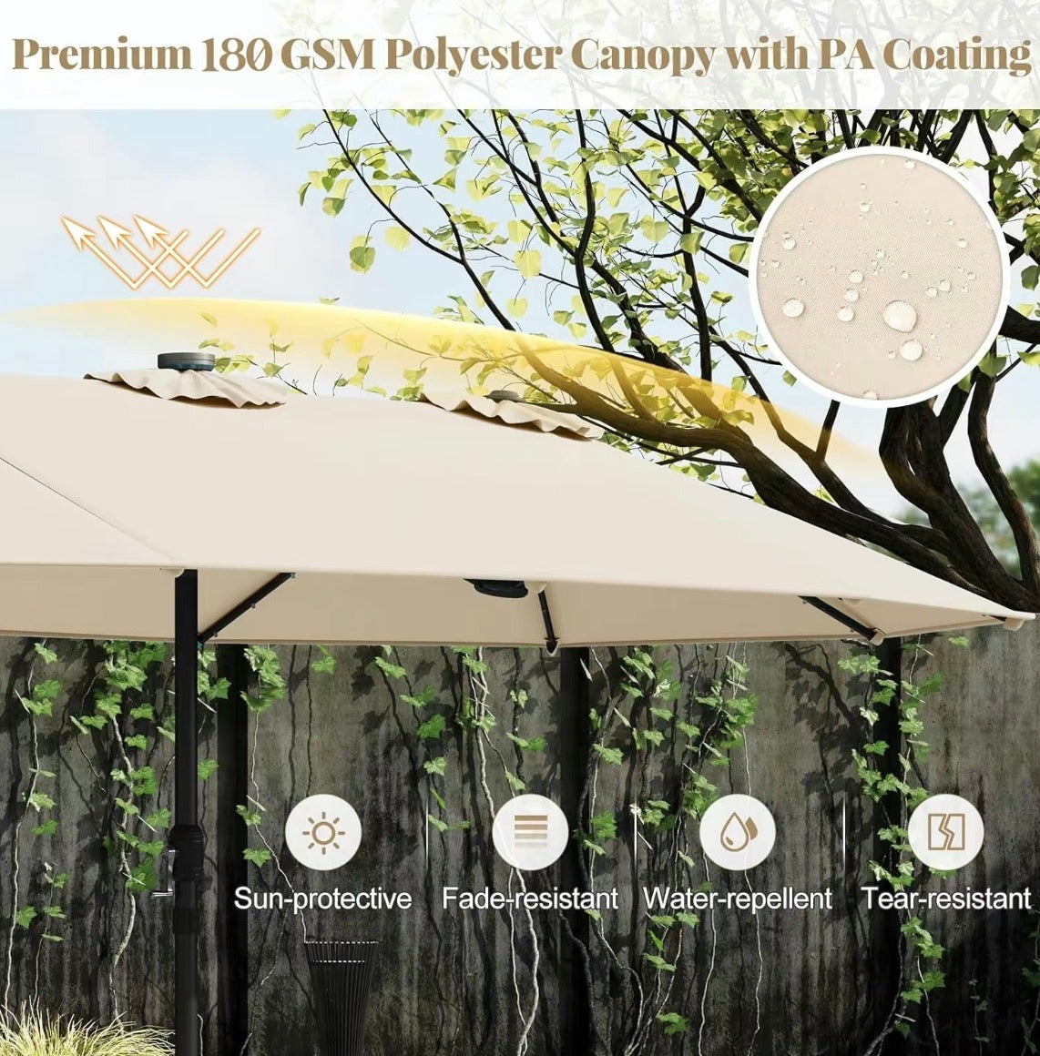 HIGHLAND OUTDOOR LED PATIO UMBRELLA